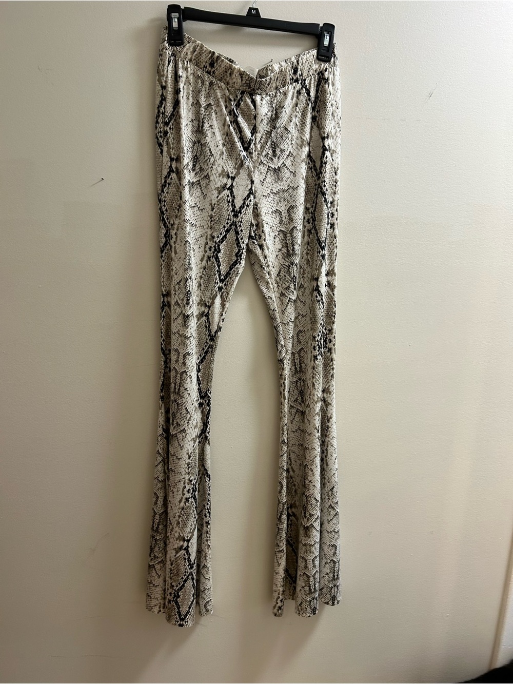 Snake Print Flared Pants - Cream/Black/Grey - Picture 2 of 5